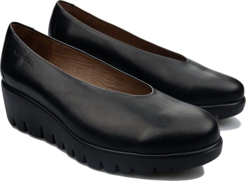 Wonders - Zapato de Piel Lisa - Zwart - Memory Gel - Technologie Wonders Fly