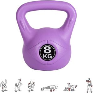 Kettlebell-gewicht van 8 kg met ergonomisch handvat, Kettlebell-halter voor spiertraining thuis en in de sportschool.