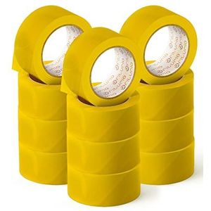 OFITURIA Cinta Adhesiva, color Amarillo, Cinta para Embalaje y Organizar tus Cajas y Envíos, Precinto de Varios Colores Vibrantes 66 mt x 48 mm (12 und. - Amarillo)