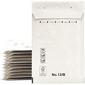 Gevoerde enveloppen, postenveloppen, papieren zakken met bubbels, kleur wit, verzendenveloppen met kleefsluiting - Ofituria (10 enveloppen, 100 x 165 mm)