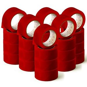 OFITURIA Cinta Adhesiva, color Rojo, Cinta para Embalaje y Organizar tus Cajas y Envíos, Precinto de Varios Colores Vibrantes 66 mt x 48 mm (24 und. - Rojo)