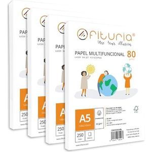 Verpakking met 80 g A5-vellen, 1500 vellen, wit multifunctioneel papier voor school en laboratoria, ideaal voor laserprinters, inkjetprinters of kopieerapparaten - Ofituria