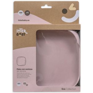 Plat bord met zuignap van siliconen in make-up roze