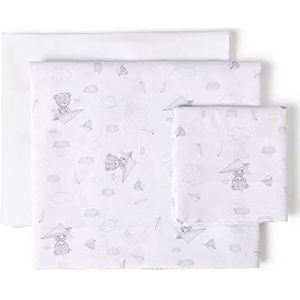 3-delige beddengoedset voor babywieg AVIÓN PAPEL en blanco grijs · 100% katoen · lakens voor mini-kinderbed