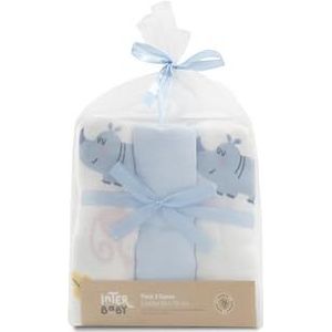 INTERBABY · Set van 3 bamboe gaasjes JUNGLA blauw voor pasgeborenen en baby's · 55 x 70 cm · bamboe & katoen