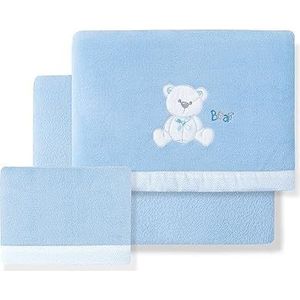 Beddengoedset voor kinderbed, coralina-beer, strik in blauw, winterbeddengoed voor baby's