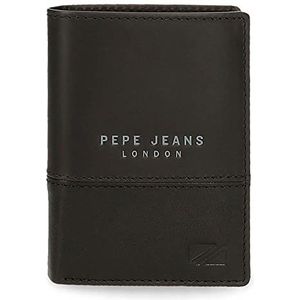 Pepe Jeans Kingdom Verticale portemonnee met portemonnee, zwart, 8,5 x 11,5 x 1 cm, leer, Blanco Y Gris, verticale portemonnee met portemonnee