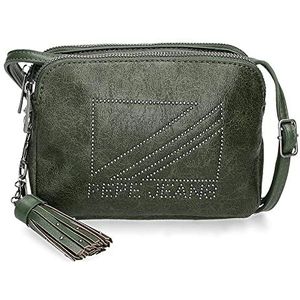 Pepe Jeans Donna Boodschappentas, twee vakken, groen, 19 x 13 x 3 cm, kunstleer, groen, schouderriem twee vakken, groen, schouderriem twee vakken, Groen, Schouderriem met twee vakken