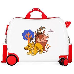 Disney Le Roi Leon kinderkoffer, wit, 50 x 39 x 20 cm, harde schaal, ABS-kunststof, zijcombinatie, 34 l, 1,8 kg, 4 wielen, wit, toiletkoffer, Wit., toiletkoffer