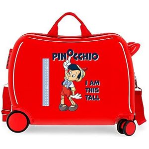 Disney Pinocchio Kinderkoffer, rood, 50 x 39 x 20 cm, harde schaal, ABS, combinatiesluiting aan de zijkant, 34 l, 1,8 kg, 4 wielen, rood, toiletkoffer, Rood, toiletkoffer