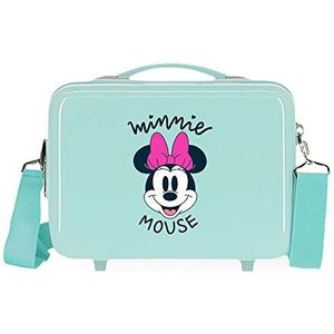 Disney Minnie Toilettas met schoudertas, blauw, 29 x 21 x 15 cm, harde schaal ABS, 9,14 l, blauw, reistoilettas, Blauw, toilettas voor op reis