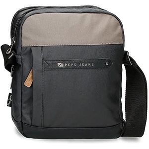 Pepe Jeans Cardiff schoudertas voor tablet, zwart, 22 x 27 x 8 cm, polyester en PU, Zwart, Eén maat, schoudertas voor tablet