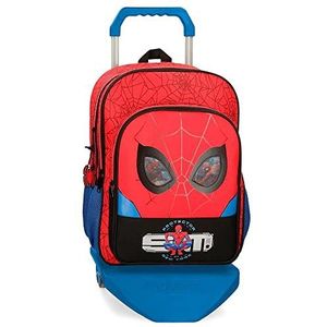 Marvel Spiderman schoolrugzak voor kinderen, Rood, Mochila Escolar Doble Compartimento con Carro, Schoolrugzak dubbel vak met trolley