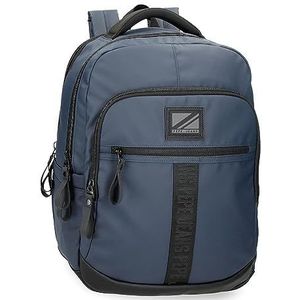 Pepe Jeans Hoxton Laptoprugzak met dubbel vak, blauw, 30 x 42 x 14,5 cm, polyester, 18,27 l, blauw, Talla única, dubbele laptoprugzak, Blauw, Rugzak voor dubbele laptop