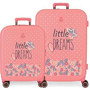 Enso Little Dreams Kofferset, roze, 55/70 cm, hard, ABS, geïntegreerde TSA-sluiting, 116 l, 7,54 kg, 4 dubbele wielen, handbagage, roze, talla única, kofferset, Roze, Kofferset
