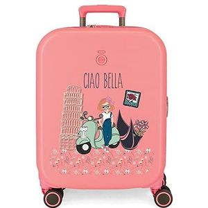 Enso Ciao Bella Cabinekoffer, roze, 40 x 55 x 20 cm, harde ABS-kunststof, geïntegreerde TSA-sluiting, 37 l, 2,74 kg, 4 wielen, handbagage, Roze, Eén maat, cabinekoffer