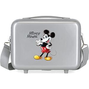 Disney Mickey Joyful Toilettas, aanpasbaar, grijs, 29 x 21 x 15 cm, stijf, ABS, 9,14 l, 0,63 kg, Grijs, Eén maat, Verstelbare toilettas