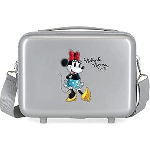 Disney 100 Minnie Joyful toilettas, verstelbaar, grijs, 29 x 21 x 15 cm, stijf, ABS, 9,14 l, 0,63 kg, grijs, talla única, aanpasbare tas, grijs., Aanpasbaar etui