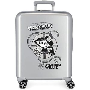 Disney Mickey Steamboad koffers, 100 stuks, grijs, 40 x 55 x 20 cm, stijve ABS-kunststof, geïntegreerde TSA-sluiting, 38,4 l, 2 kg, 4 dubbele wielen, handbagage, Grijs, Eén maat, cabinekoffer