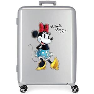 Disney Minnie Joyful koffers, 100 stuks, middelgroot, grijs, 48 x 70 x 26 cm, harde ABS-kunststof, geïntegreerde TSA-sluiting, 81 l, 2 kg, 4 dubbele wielen, Grijs, Eén maat, Middelgrote koffer