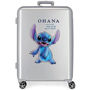 Disney 100 Stitch koffer, middelgroot, grijs, 48 x 70 x 26 cm, hard, ABS, geïntegreerde TSA-sluiting, 81 l, 2 kg, 4 dubbele wielen, grijs, maat única, middelgrote koffer, grijs., Middelgrote koffer