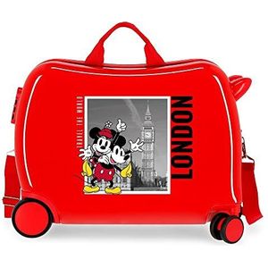 Disney Mickey en Minnie Travel the World London kinderkoffer, rood, 50 x 39 x 20 cm, stijve ABS, zijdelingse combinatiesluiting, 34 l, 1, Londen Rood, Eén maat, kinderkoffer