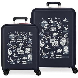 Disney 100 Special Shine Mickey Comic kofferset, blauw, 55/70 cm, stijf, ABS, geïntegreerde TSA-sluiting, 119 l, 6,8 kg, 4 dubbele wielen, handbagage, blauw, maat única, kofferset, Blauw, Kofferset