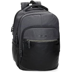 Pepe Jeans Grays Laptoprugzak met dubbel vak, 38,1 cm, zwart, 30 x 42 x 14,5 cm, polyester, 18,27 l, Zwart, Eén maat, Laptoprugzak met dubbel vak