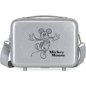 Disney Mickey Joyful Happy Toilettas, aanpasbaar, grijs, 29 x 21 x 15 cm, harde schaal, ABS, 9,14 l, 0,8 kg, grijs, Talla única, aanpasbaar etui, grijs., Aanpasbaar etui