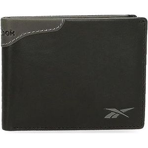 Reebok Club-portemonnee horizontaal met portemonnee, zwart, 11 x 8 x 1 cm leer, Zwart, Eén maat, Horizontale portemonnee met portemonnee