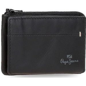 Pepe Jeans Staple portemonnee met kaartenvak, zwart, 11 x 7 x 1,5 cm, leer, Zwart, Eén maat, portemonnee met kaarthouder