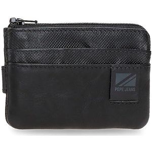 Pepe Jeans Topper portemonnee met kaartenvak, zwart, 11 x 7 x 1,5 cm, leer, Zwart, Eén maat, portemonnee met kaarthouder