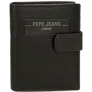 Pepe Jeans Checkbox Verticale portemonnee met kliksluiting, zwart, 8,5 x 10,5 x 1 cm leer, Zwart, Eén maat, Verticale portemonnee met kliksluiting