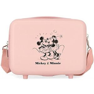 Disney Mickey & Minnie Kisses toilettas, aanpasbaar, nude, 29 x 21 x 15 cm, stijf, ABS, 9,14 l, 0,8 kg, roze, Talla única, aanpasbare tas, Roze, Aanpasbaar etui