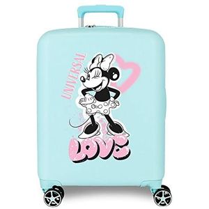 Disney Minnie Heart koffer, turquoise, 40 x 55 x 20 cm, stijf, ABS-kunststof, geïntegreerde TSA-sluiting, 38,4 l, 2,82 kg, 4 dubbele wielen, handbagage, Blauw, Eén maat, cabinekoffer