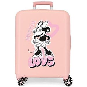 Disney Minnie Heart koffer, nude, 40 x 55 x 20 cm, robuust, ABS-kunststof, geïntegreerde TSA-sluiting, 38,4 l, 2,82 kg, 4 dubbele wielen, handbagage, Roze, Eén maat, cabinekoffer