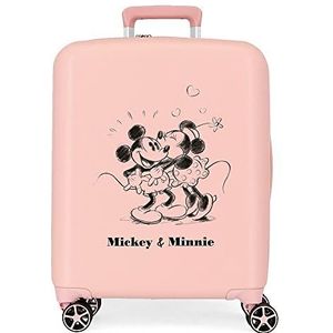 Disney Mickey & Minnie Kisses koffer, nude, 40 x 55 x 20 cm, robuust, ABS-kunststof, geïntegreerde TSA-sluiting, 38,4 l, 2,82 kg, 4 dubbele wielen, handbagage, Roze, Eén maat, cabinekoffer