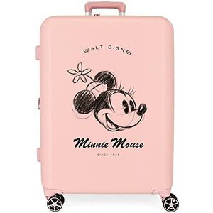 Disney Minnie You Are Magic koffer, middelgroot, nude, 48 x 70 x 26 cm, robuust, ABS-kunststof, geïntegreerde TSA-sluiting, 88 l, 3,98 kg, 4 dubbele wielen, Roze, Eén maat, Middelgrote koffer