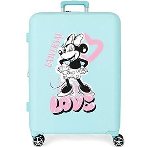Disney Minnie Heart koffer, middelgroot, turquoise, 48 x 70 x 26 cm, harde ABS-kunststof, geïntegreerde TSA-sluiting, 88 l, 3,98 kg, 4 dubbele wielen, Blauw, Eén maat, Middelgrote koffer