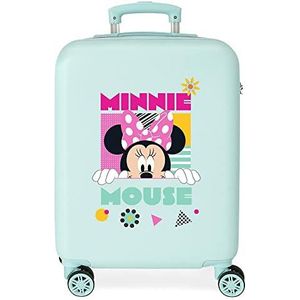 Disney Minnie Geometric koffer, turquoise, 38 x 55 x 20 cm, stijve ABS-combinatiesluiting, zijdelingse combinatiesluiting, 35 l, 2 kg, 4 wielen, dubbelwiel, handbagage, Blauw, Eén maat, cabinekoffer