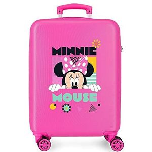 Disney Minnie Geometric Cabinekoffer, roze, 38 x 55 x 20 cm, hard, ABS, zijcombinatiesluiting, 35 l, 2 kg, 4 dubbele wielen, handbagage, roze, talla única, cabinekoffer, Roze, handbagage koffer