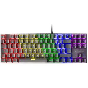 Mars Gaming MK80 zwart, mechanisch gaming toetsenbord TKL FRGB, antighosting, mechanische switch Bruin, taal Italiaans