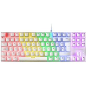 Mars Gaming MK80 wit, mechanisch gaming toetsenbord TKL FRGB, antighosting, mechanische switch Blauw, taal Spaans