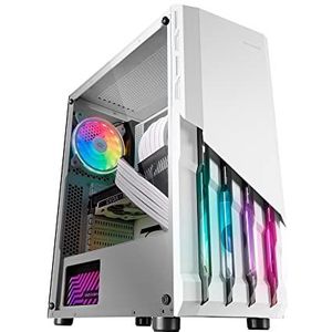 Mars Gaming MC-X2, PC Gaming ATX Geval, FRGB Stalen Front, 2 Fans 12cm FRGB, Volledig Zijraam, Wit