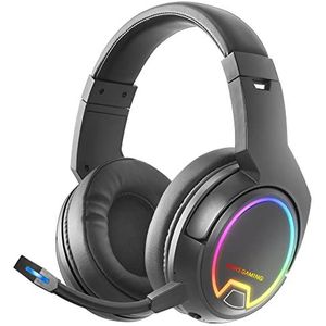 MARSGAMING MHW100 Gaming MHW-100 Zwart ARGB Flow Draadloze Headset Verwijderbare ENC Microfoon Ultralicht Actieve ENC + Passieve Ruisonderdrukking Universele Compatibiliteit Zwart