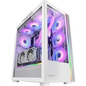 Mars Gaming Gaming MC-ULTRA Wit Custom XXL E-ATX Gaming Tower Dual ARGB LED Strepen Dual Gehard Glas Vensters Dual Verticale Camera Structuur wit