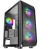 MARSGAMING MC-KX Zwart, E-ATX Premium Gaming Tower, FREEZER CPU-systeem, 5 ultra-stille ARGB-ventilatoren, ARGB-controller en RF-controller, FaHardlines Mesh