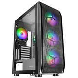 MARSGAMING MC-KX Zwart, E-ATX Premium Gaming Tower, FREEZER CPU-systeem, 5 ultra-stille ARGB-ventilatoren, ARGB-controller en RF-controller, FaHardlines Mesh