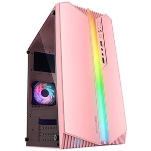 Mars Gaming MC-S1, Gehäuse PC Micro-ATX Ultra-Kompakt, 12-Mode ARGB Frontbeleuchtung, FRGB Lüfter, Full Side Window Gaming Gehäuse, Unterstützt Flüssigkeitskühler bis 120mm, Rosa