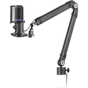 Mars Gaming MMIC-XT, professionele high-definition studiomicrofoon, 192 kHz, 24-bit, omnidirectionele arm, trillingsbestendig frame, popfilter van metalen mesh, zwart